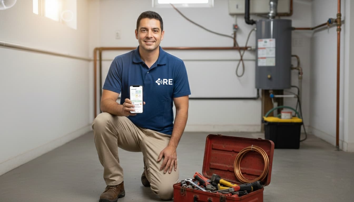 Técnico profesional certificado usando la App RE